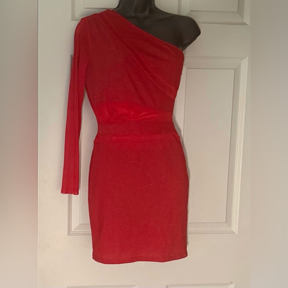 SHEIN Vibrant Red One-Shoulder Dress